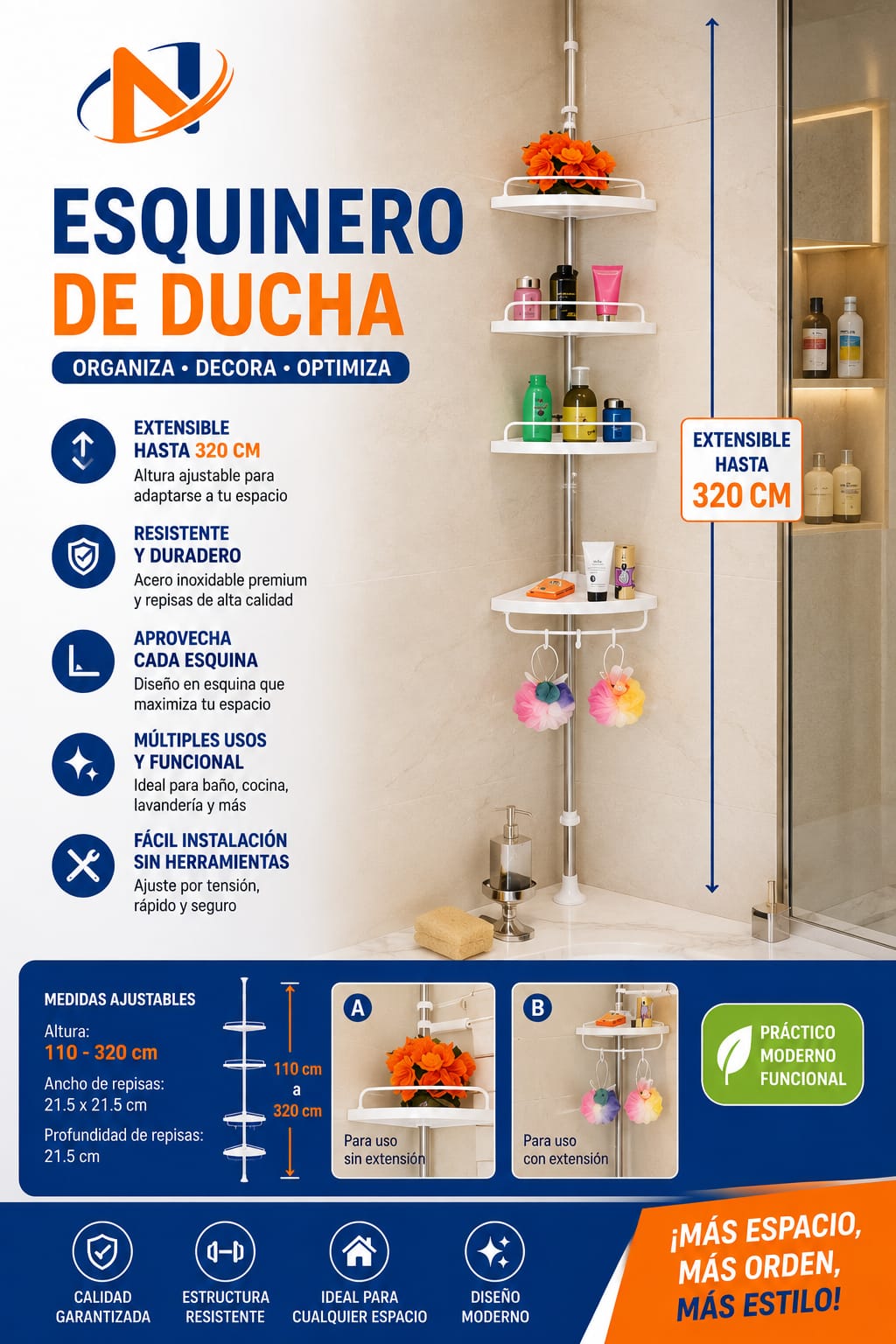 ESQUINERO DE DUCHA 320 CM