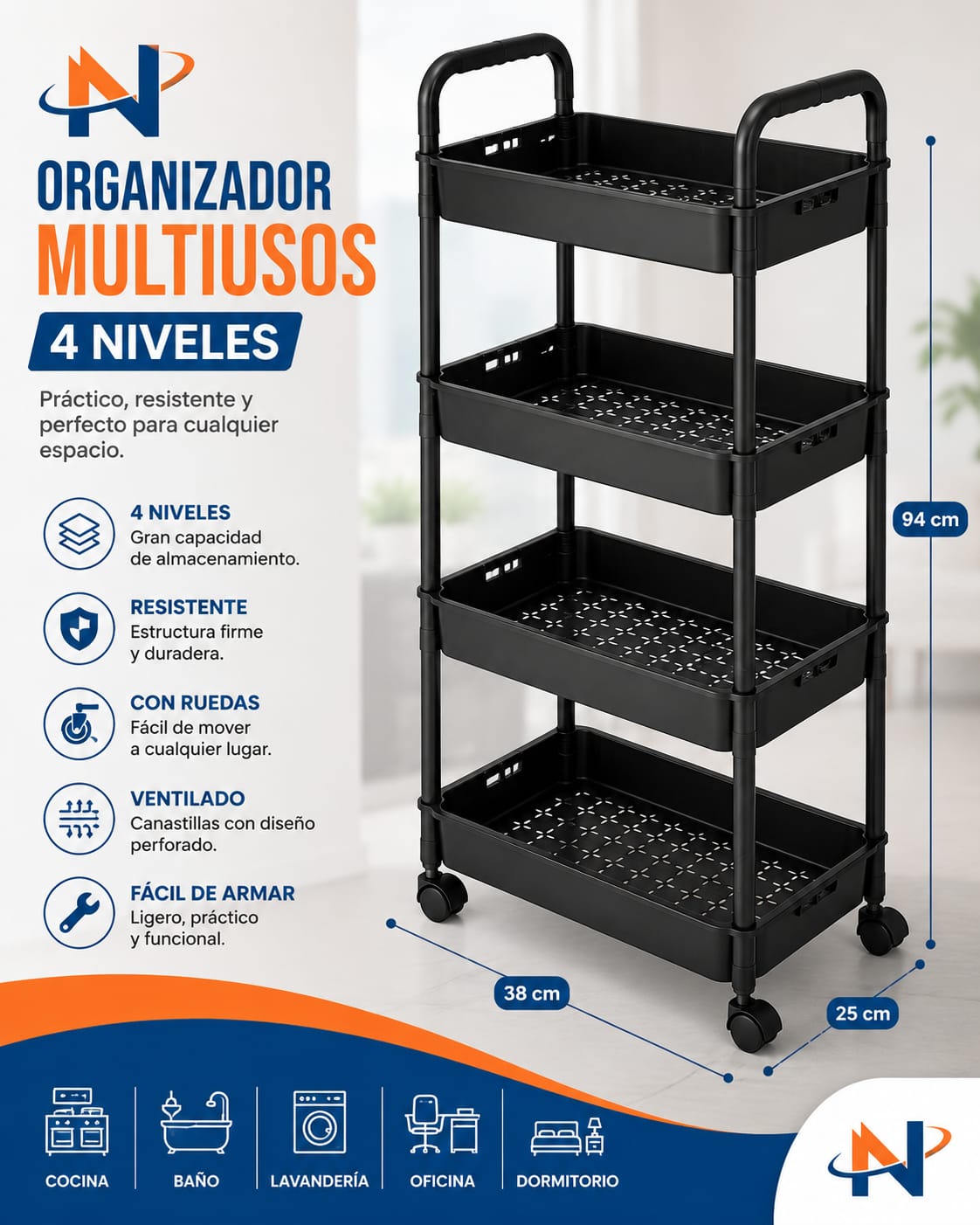 ORGANIZADOR CON RUEDAS 4 NIVELES