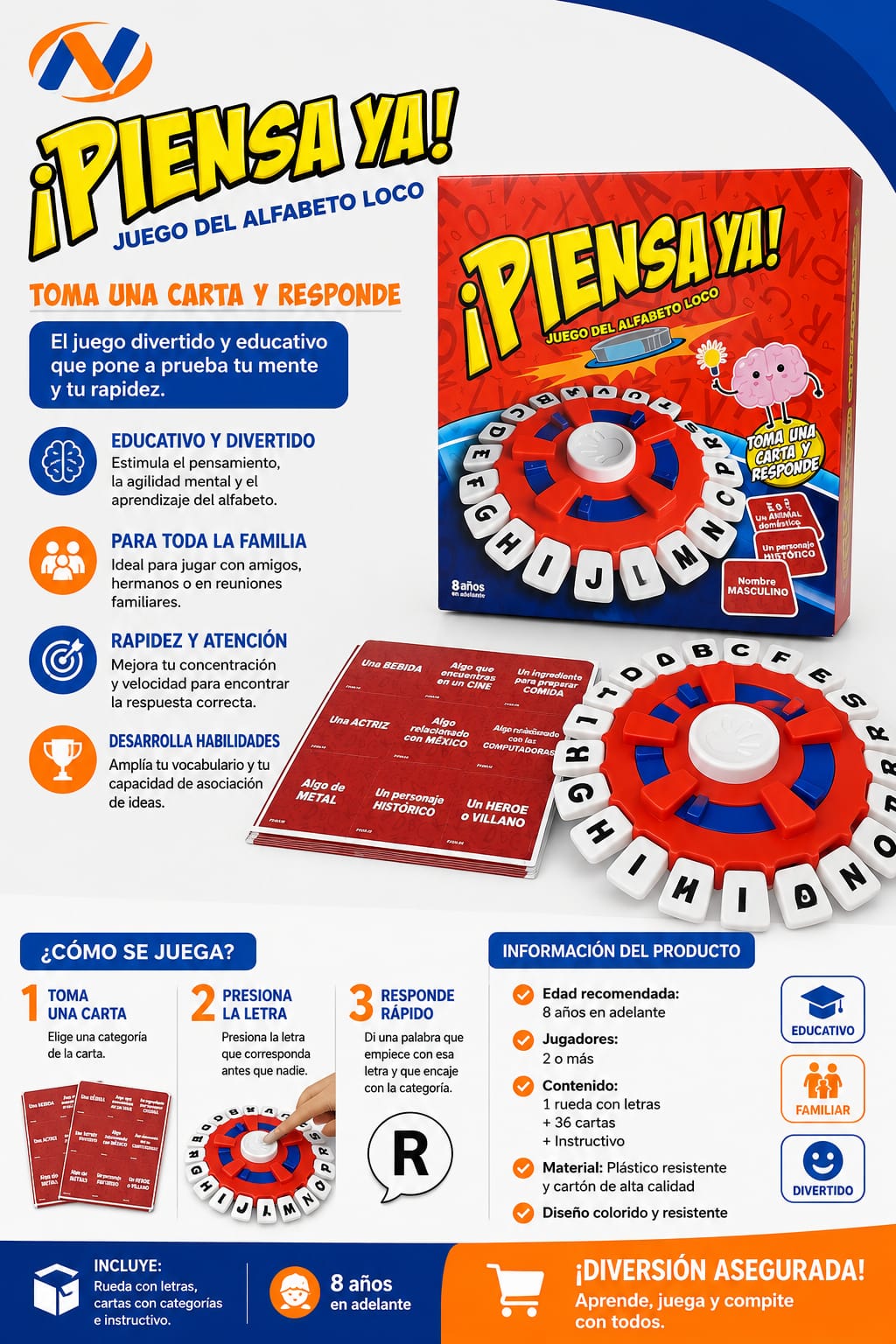 JUEGO STOP ¡BASTA – BASTA -EL JUEGO QUE TE HACE PENSAR RÁPIDO!