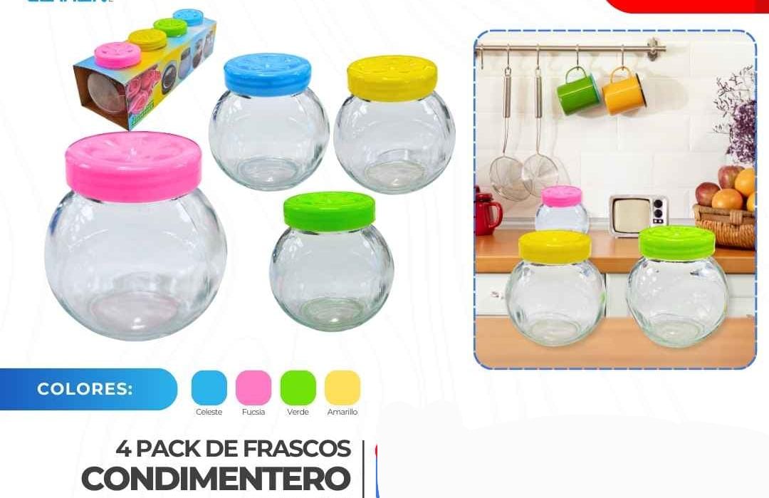 SET DE CONDIMENTOS VIDRIO 4 PZ