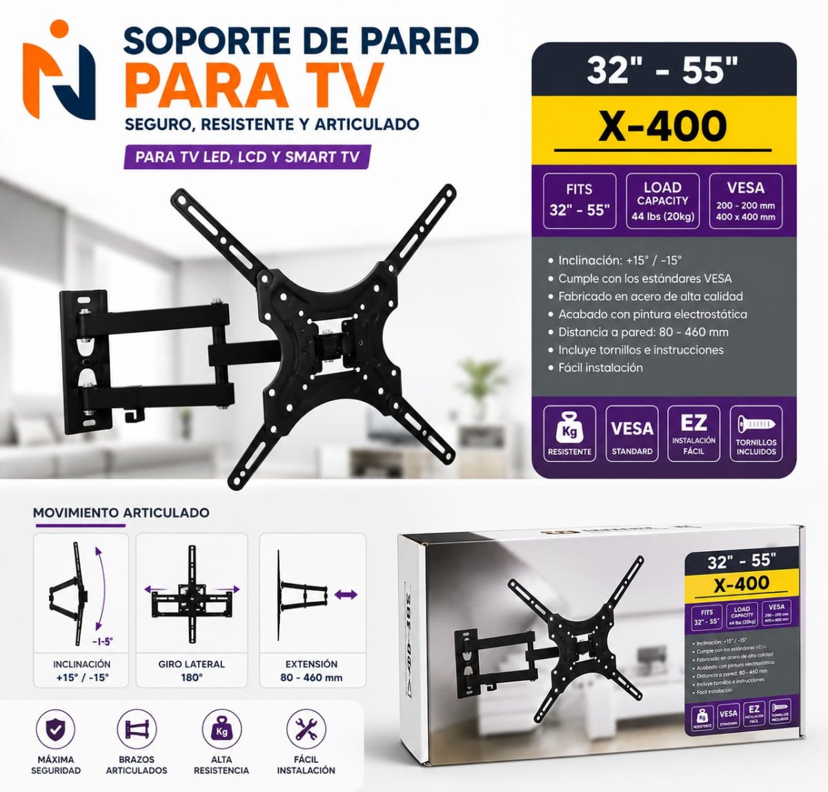 RACK DE TV DE 32 - 55 PULGADAS