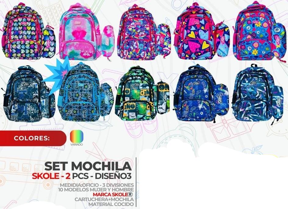 MOCHILA MAS CARTUCHERA SKOLE OFICIO