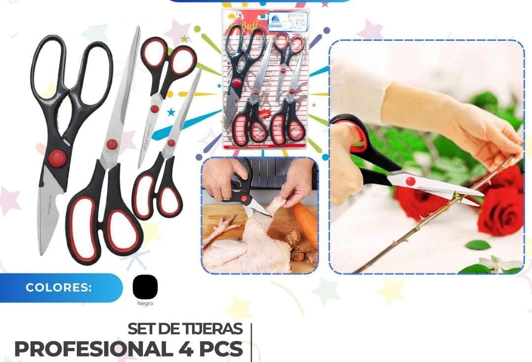 SET DE TIJERAS X4 BLISTER