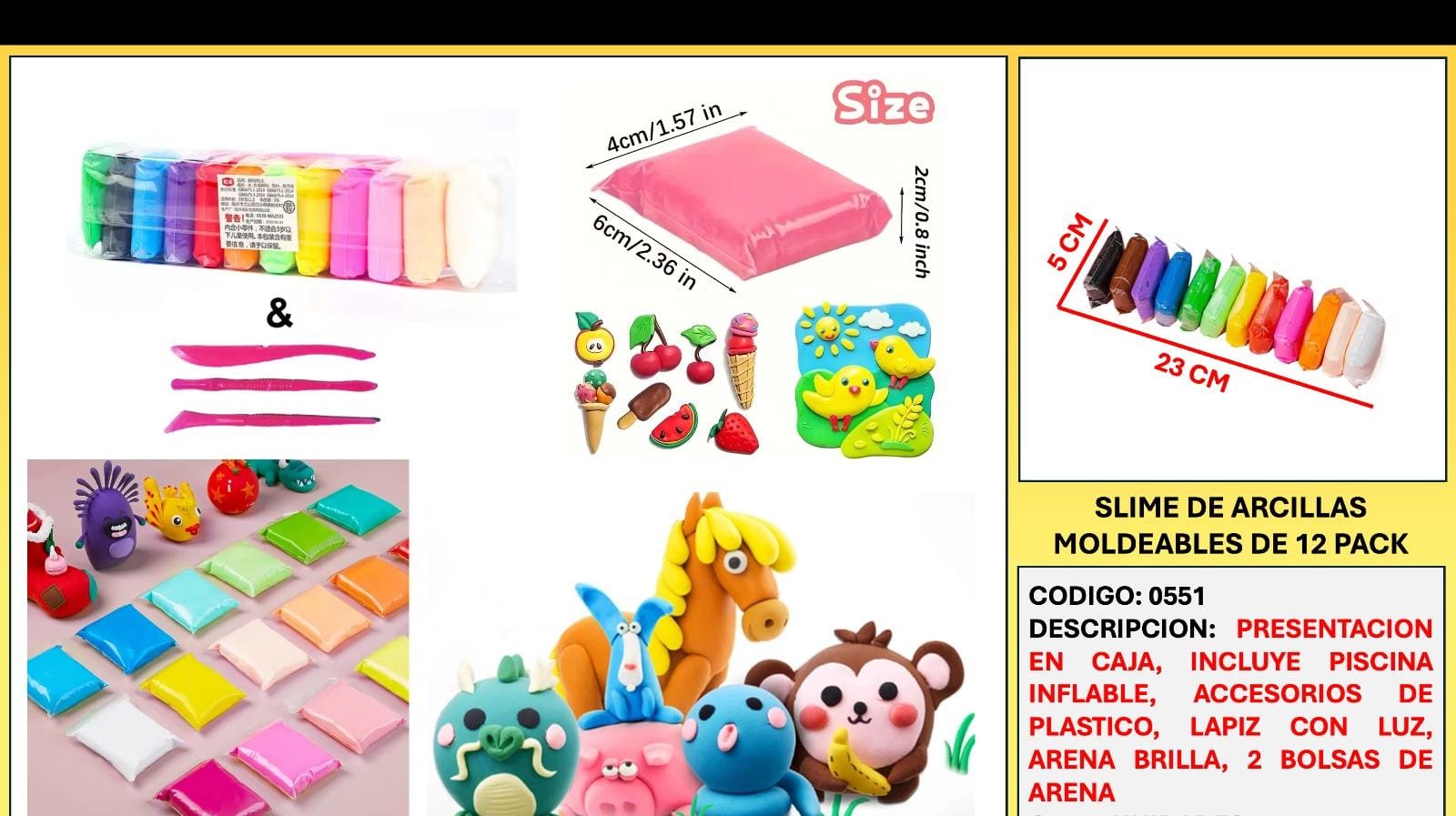 SLIME DE ARCILLAS MOLDEABLES DE 12 PACK