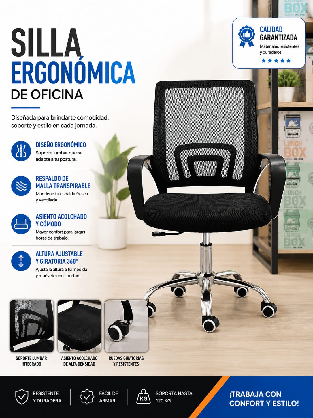 SILLA DE ESCRITORIO CON RUEDAS