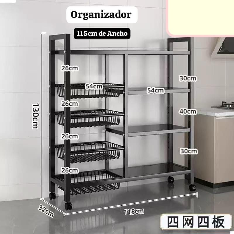 ORGANIZADOR DE METAL DE 2 CUERPOS CON CANASTILLAS