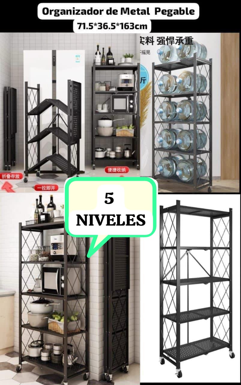 ESTANTE PLEGABLE ORGANIZADOR DE METAL 5 NIVELES