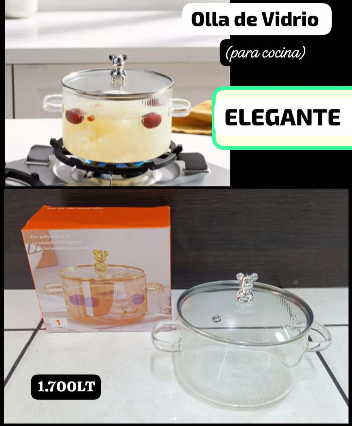 OLLA DE VIDRIO 1.700 LT