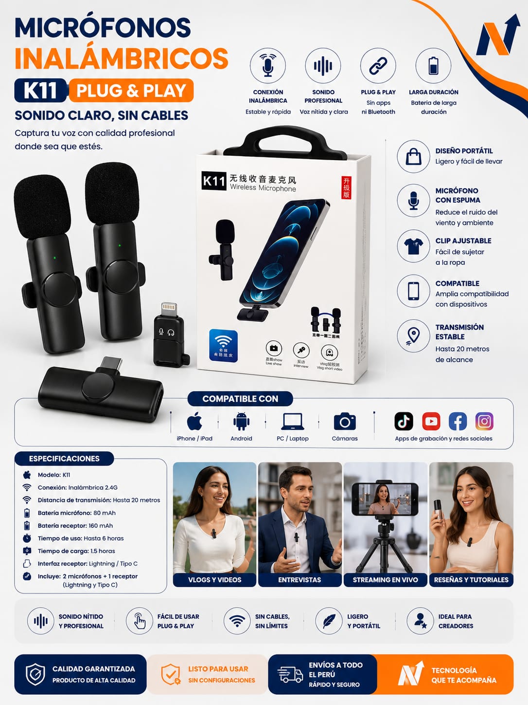 MICROFONO INALAMBRICO SOLAPERO K11