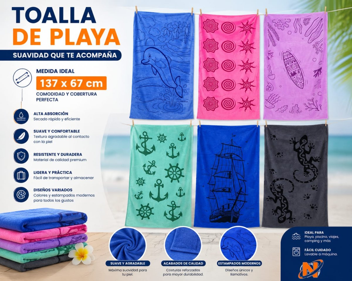 TOALLA DE PLAYA 100% ALGODÓN