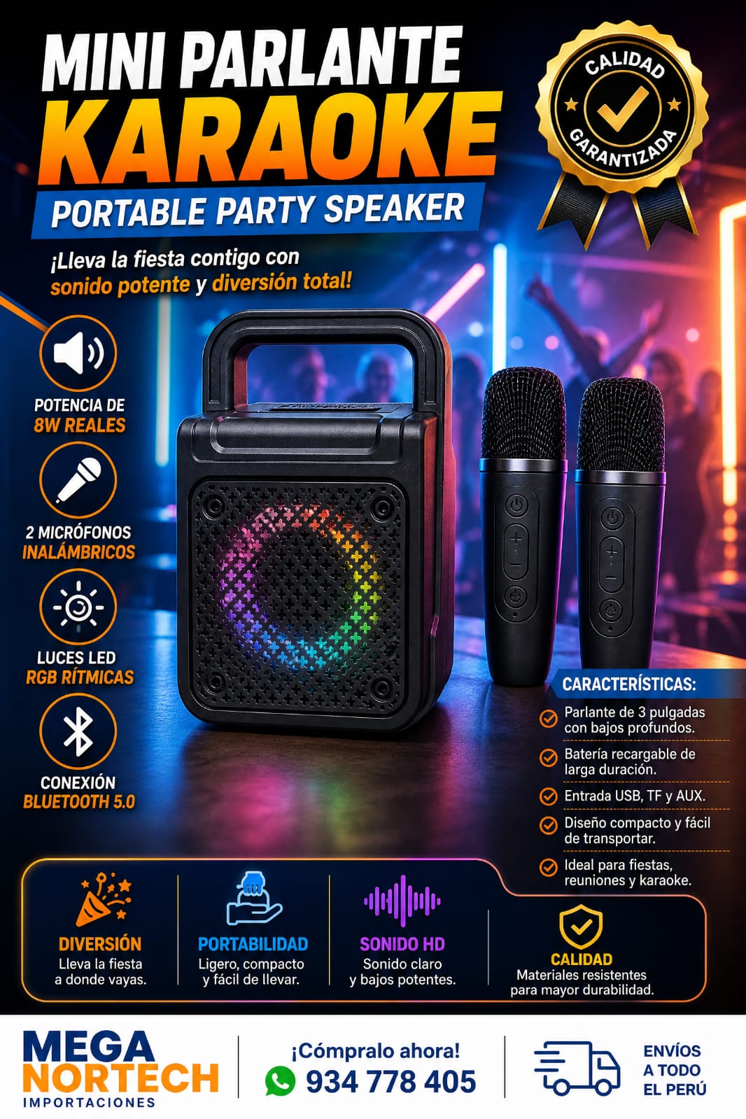 MINI PARLANTE KARAOKE + 2 🎤🎤