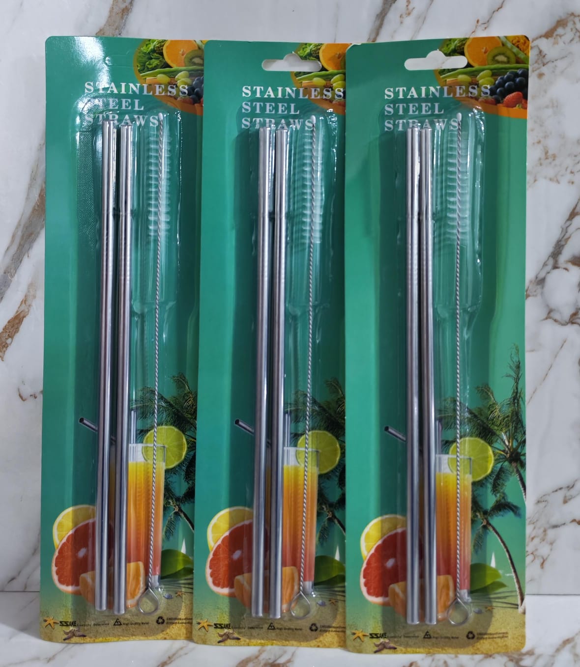 SORBETE RECTO REUTILIZABLES DE ACERO