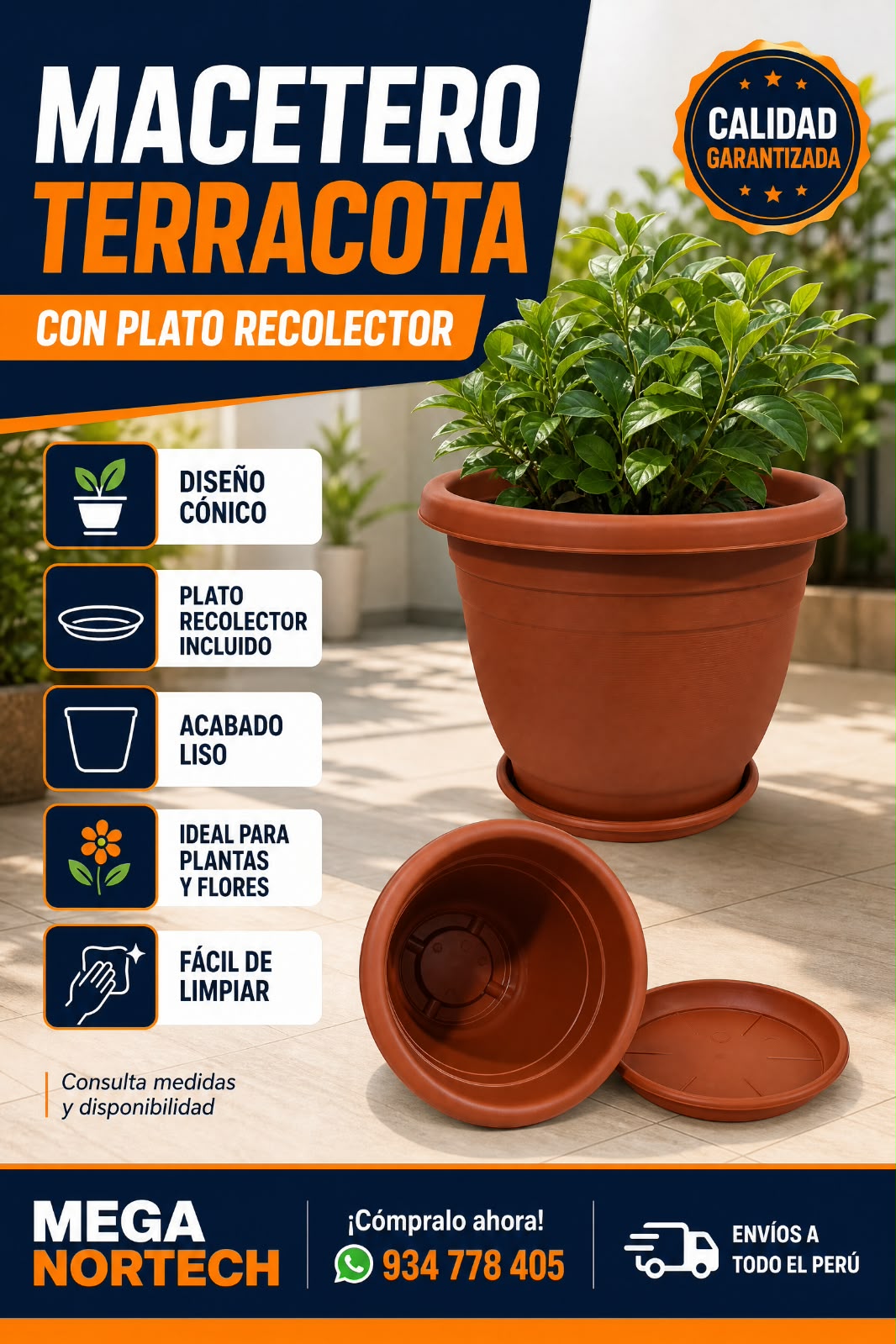 MACETERO TERRACOTA CON PLATÓ