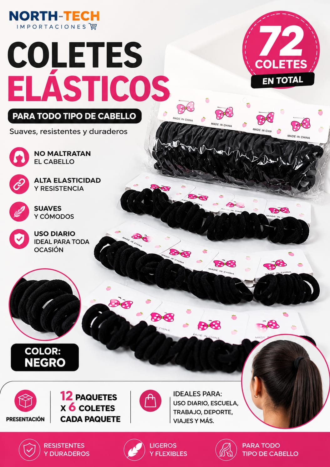 SET DE COLETS 72 PZ NEGRO