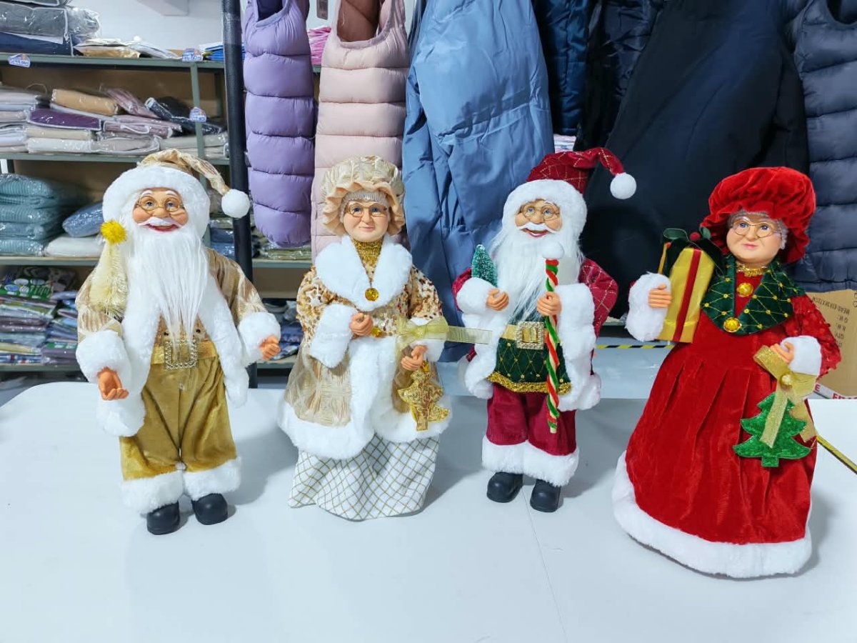 MUÑECO DE PAPA NOEL Y MAMANUELA 45cm DORADO Y ROJO