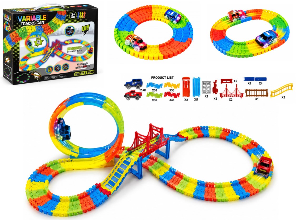 PISTA TRACKS CAR 173 pcs CON PUENTE