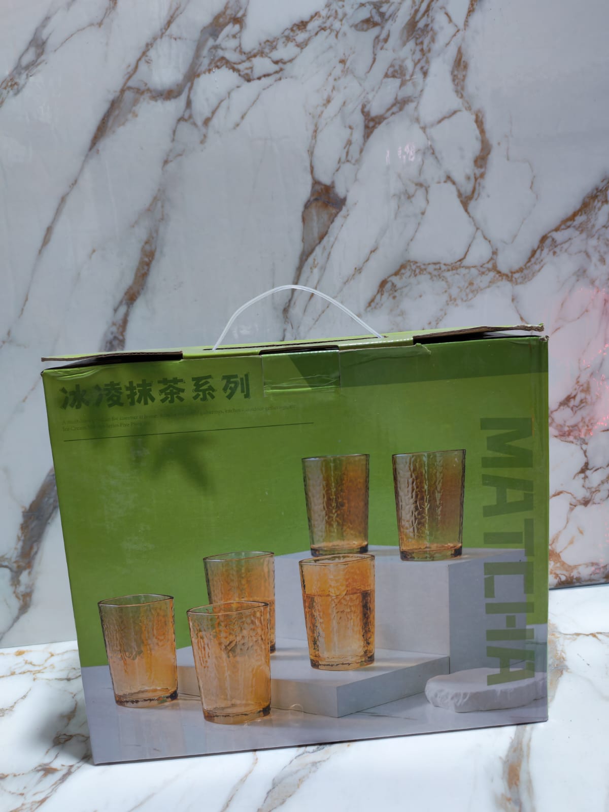 JUEGO DE VASOS DORADOS EN CAJA X6
