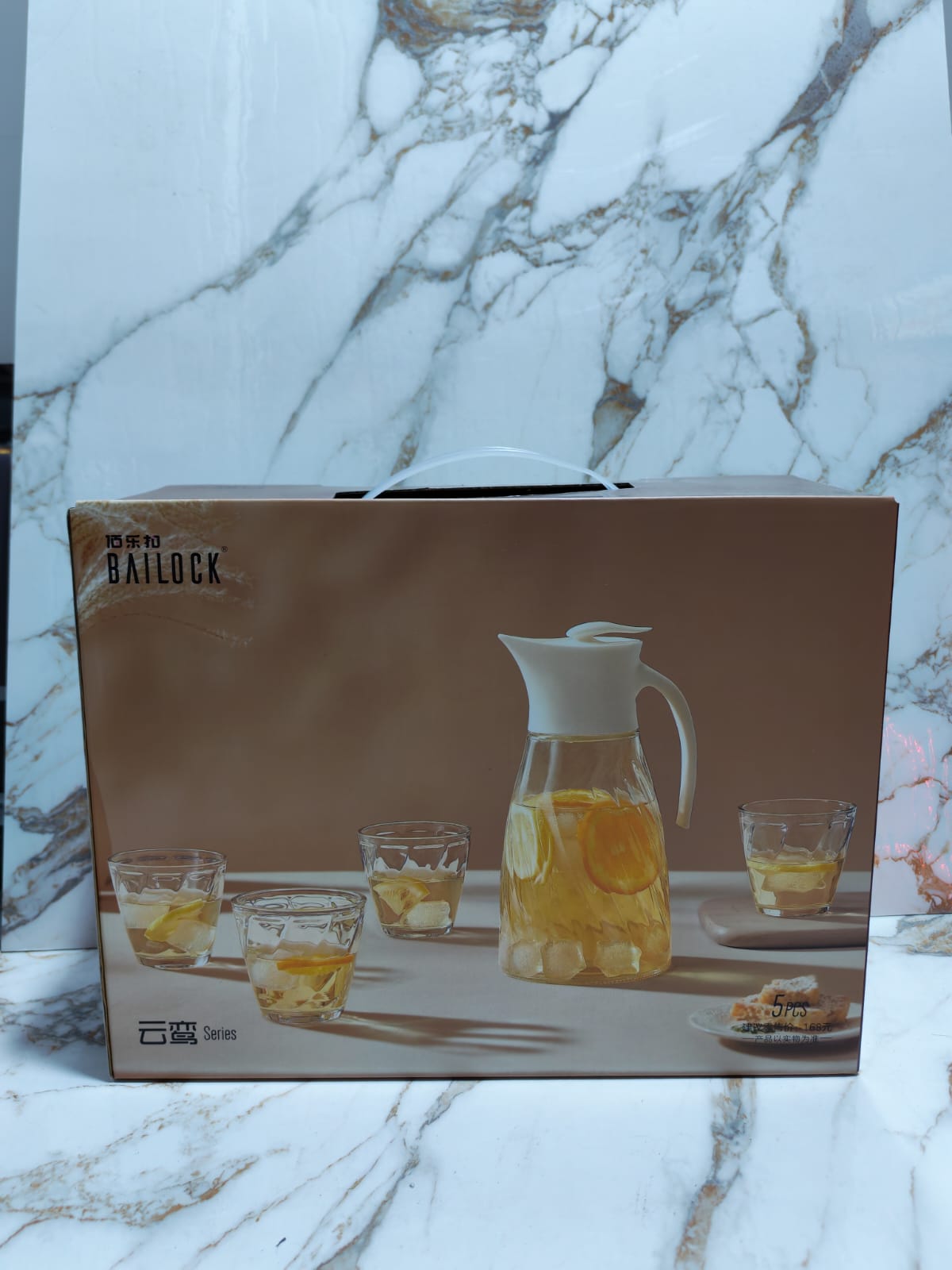SET DE JARRA CON 6 VASOS DE VIDRIO