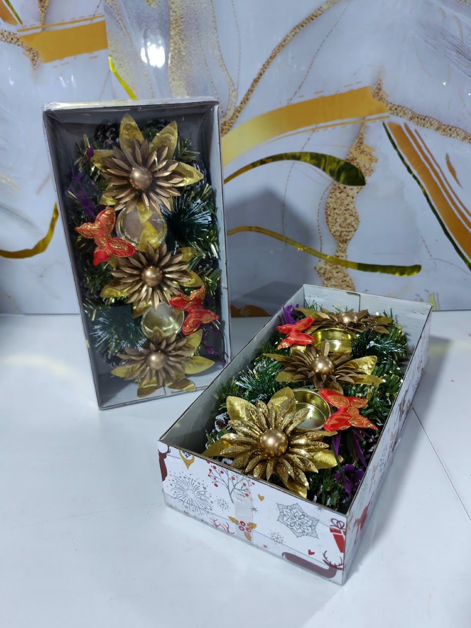 CENTRO DE MESA NAVIDEÑO 2 VELAS