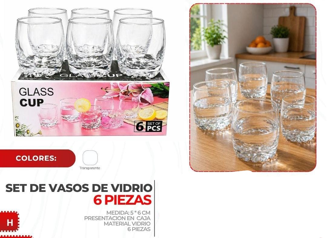 JUEGO DE VASOS DE VIDRIO MINI
