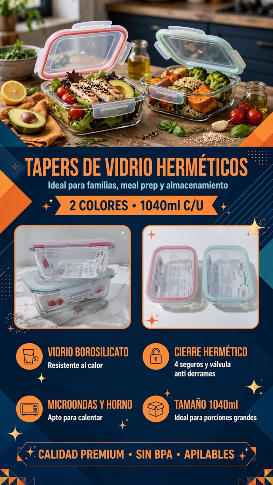 TAPER DE VIDRIO 1040 ML