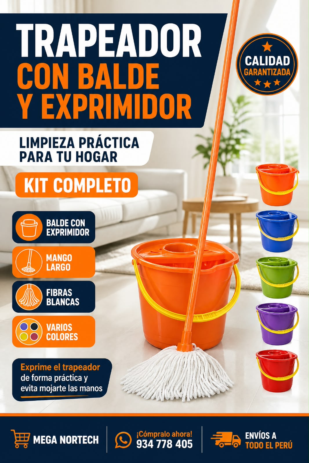 🧹✨ TRAPEADOR CON BALDE Y EXPRIMIDOR ✨🧹