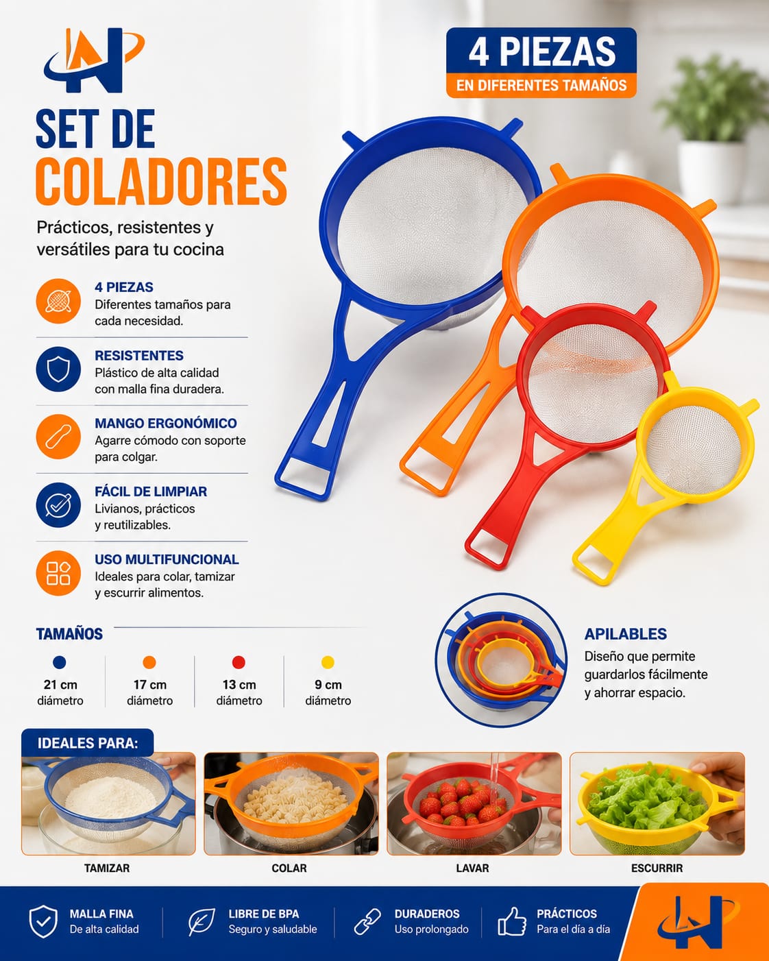 SET DE COLADORES 4 PZ