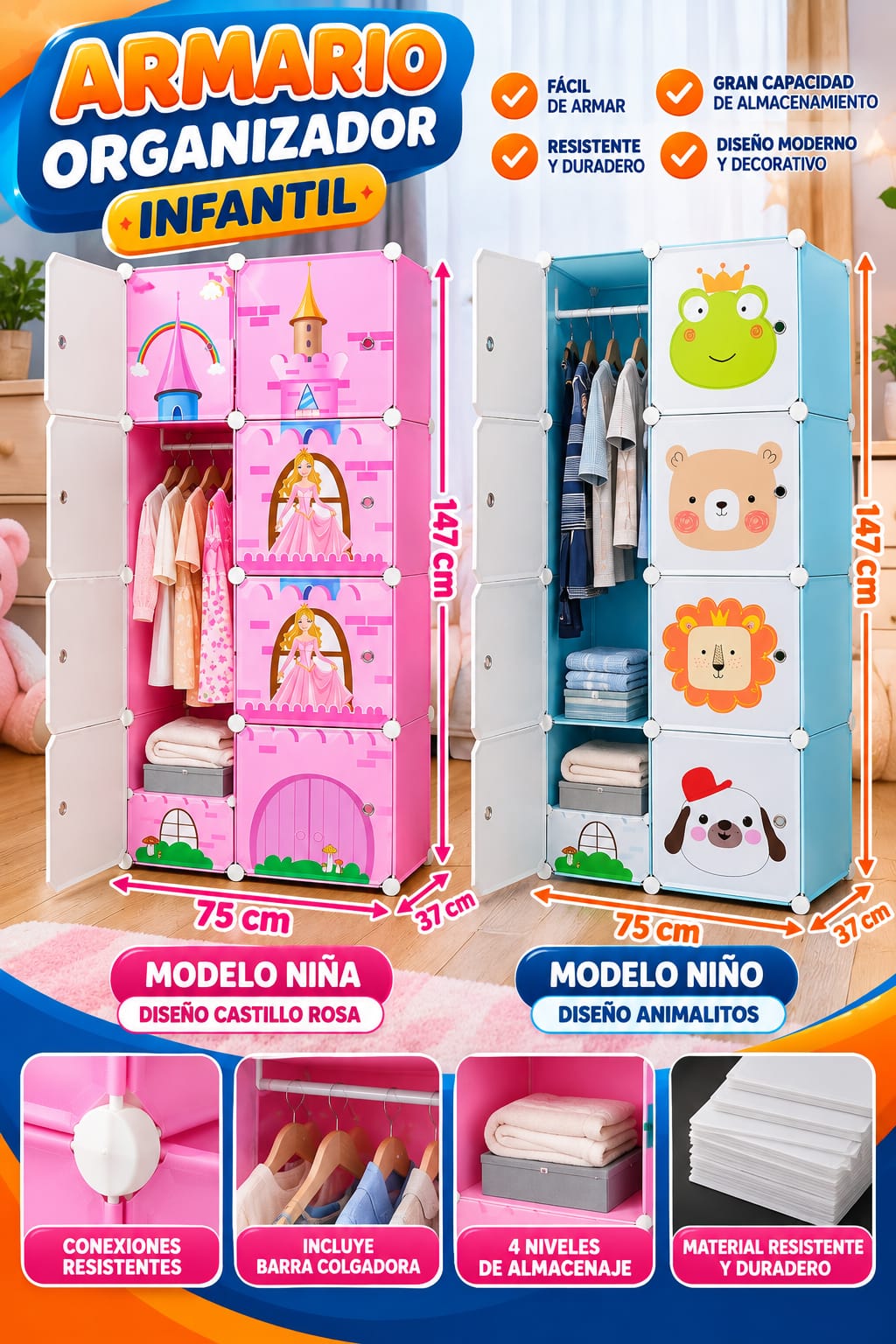 ARMARIO ORGANIZADOR KAWAII 2 CUERPOS